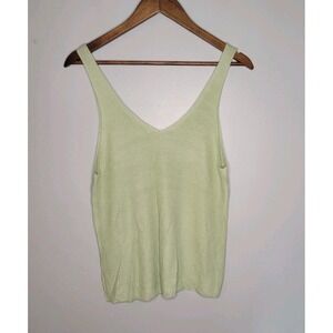 Double Zero Oversized knit‎ tank top cotton blend Mint Sage Green Lovely Large